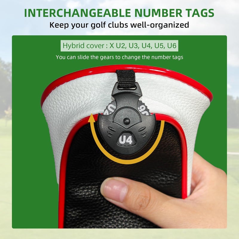 Frimon Golf Club Head Covers,4pcs or 1pc USA Golf Head Covers for Woods and Driver Fairway Hybrid - PU Leather Mallet Blade Putter for Men Women Golf Enthusiast - Image 4